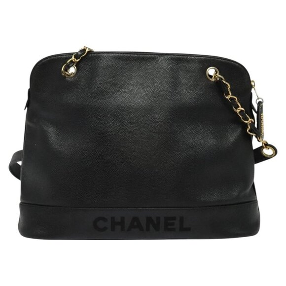 CHANEL Chain Shoulder Bag Grained Calf Skin Black Gold - Picture 2 of 16